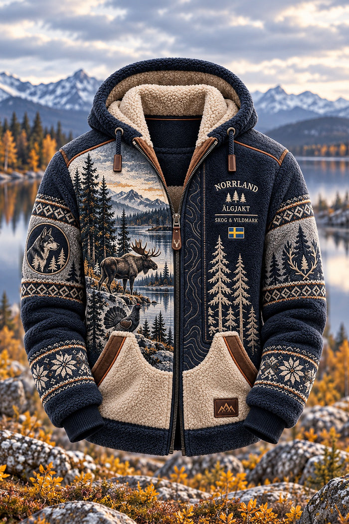 Men’s Animal Pattern Zip Hooded Jacket