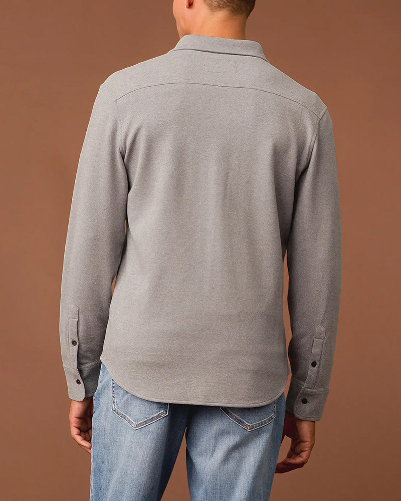 Grey Knit Contrast Cuff Casual Long Sleeve Shirt