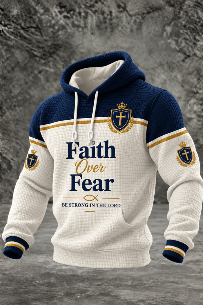 Faith Over Fear Christian Cross Colorblock Hoodie