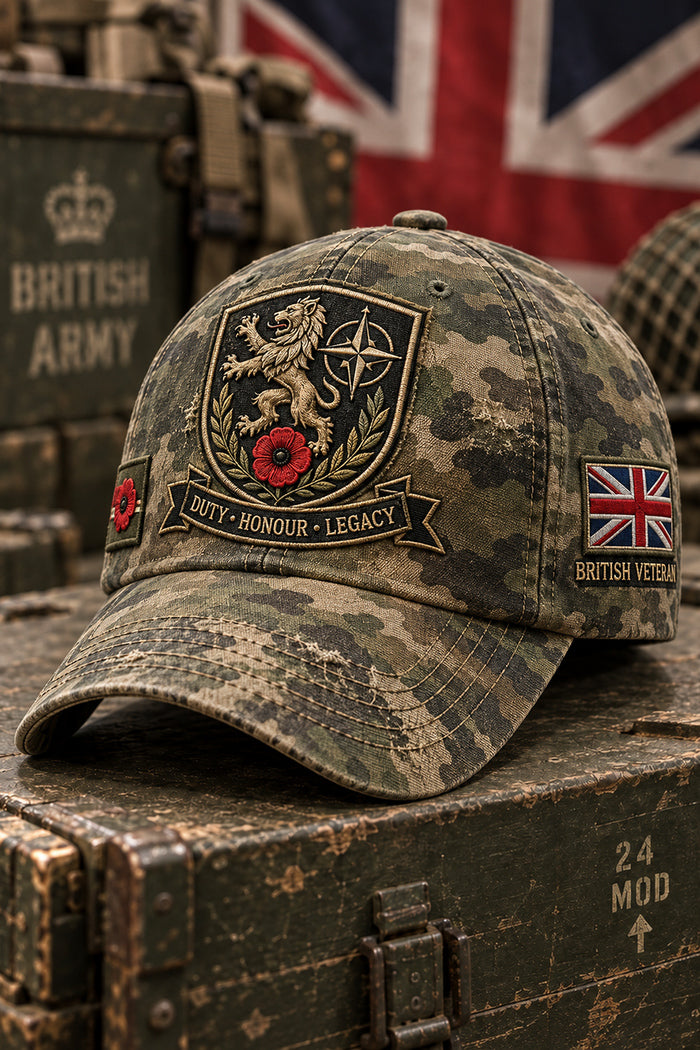 British Veteran Lion Compass Camo Baseball Cap