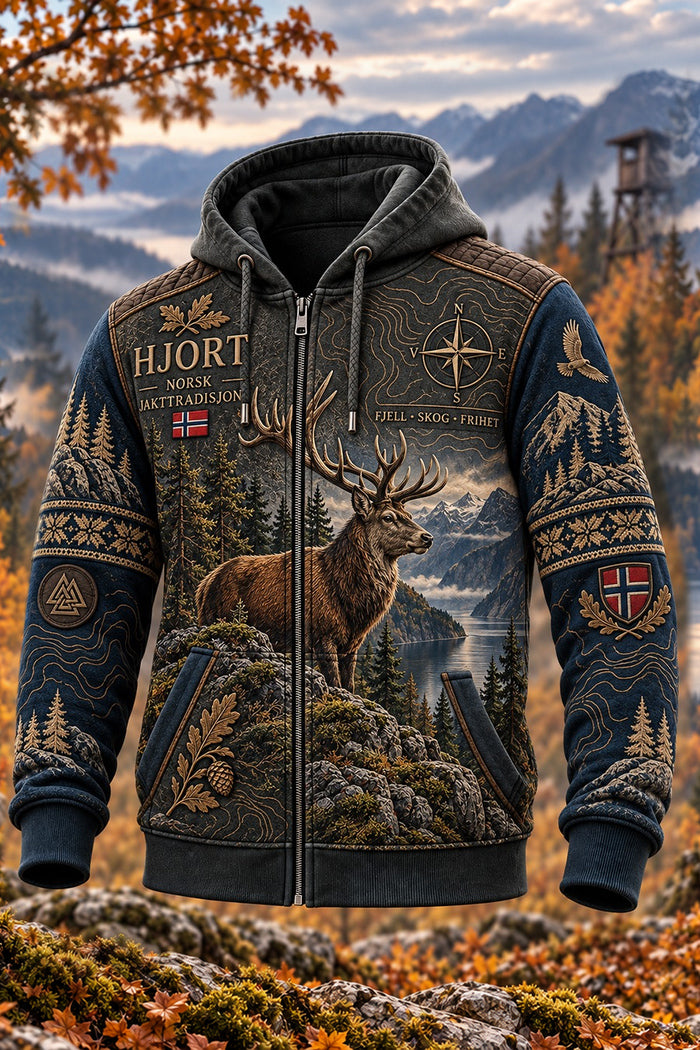 Norwegian Moose Heritage Zip Hoodie