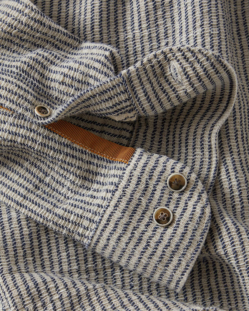 Cotton Linen Pockets Stripe Shirt