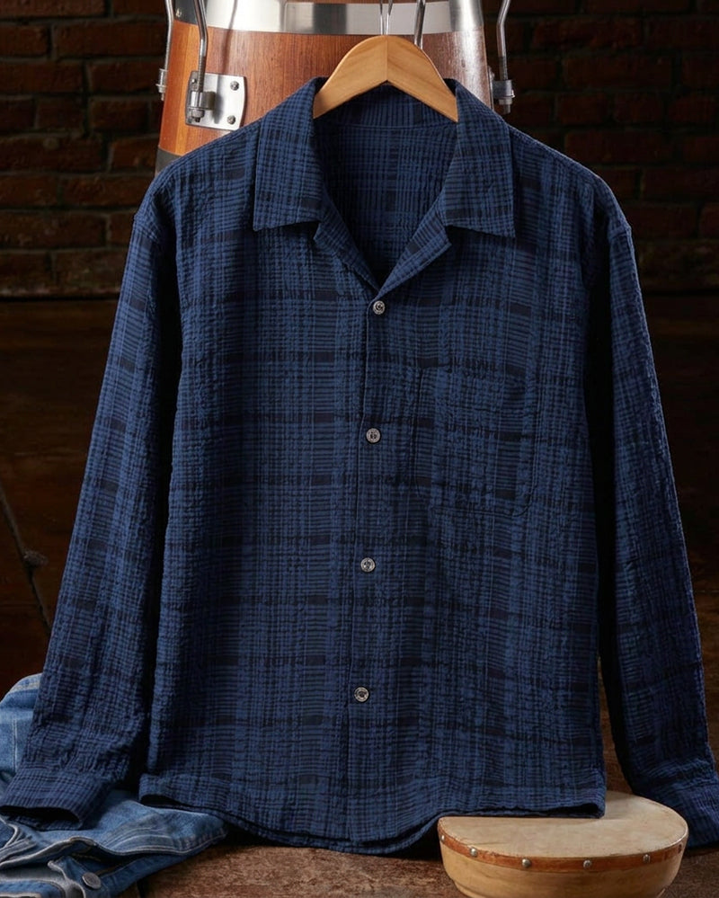 Men's Button Down Long Sleeve Chest Pocket Plaid Shirt