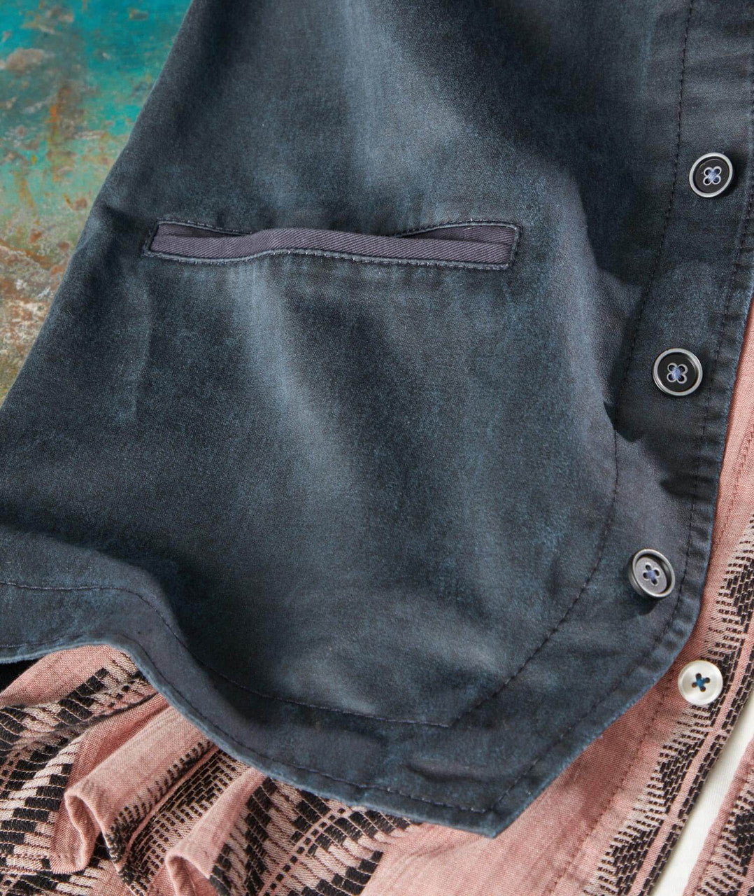 Navy Cotton Suede Vest