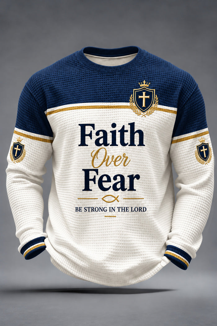 Faith Over Fear Christian Cross Long Sleeve T-Shirt