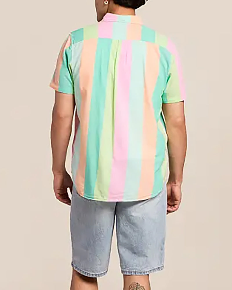 Men's Pastel Striped Short Sleeve Shirt