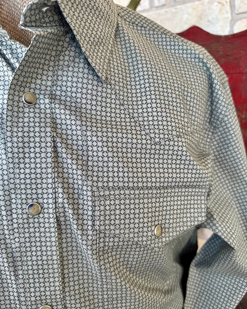 Men's Sage Print Western Long Sleeve Snap Shirt