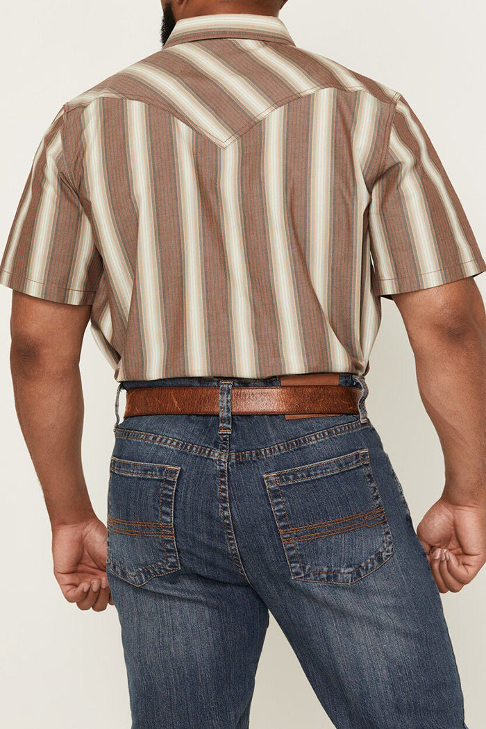 Men's Gopher Striped Print Short Sleeve Snap Western Shirt