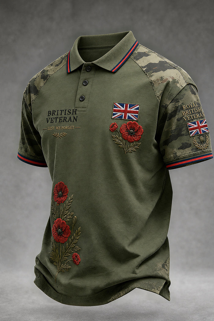 Men's British Veteran Camo Polo Shirt
