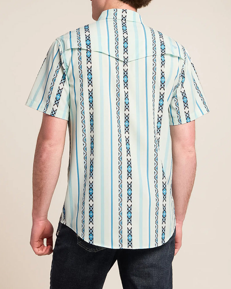Ethnic Tribal Striped Western Short Sleeve Shirt