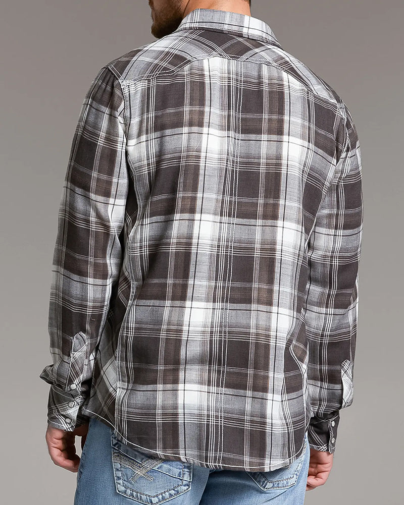 Tan Brown Wrinkle Resistant Athletic Fit Plaid Shirt