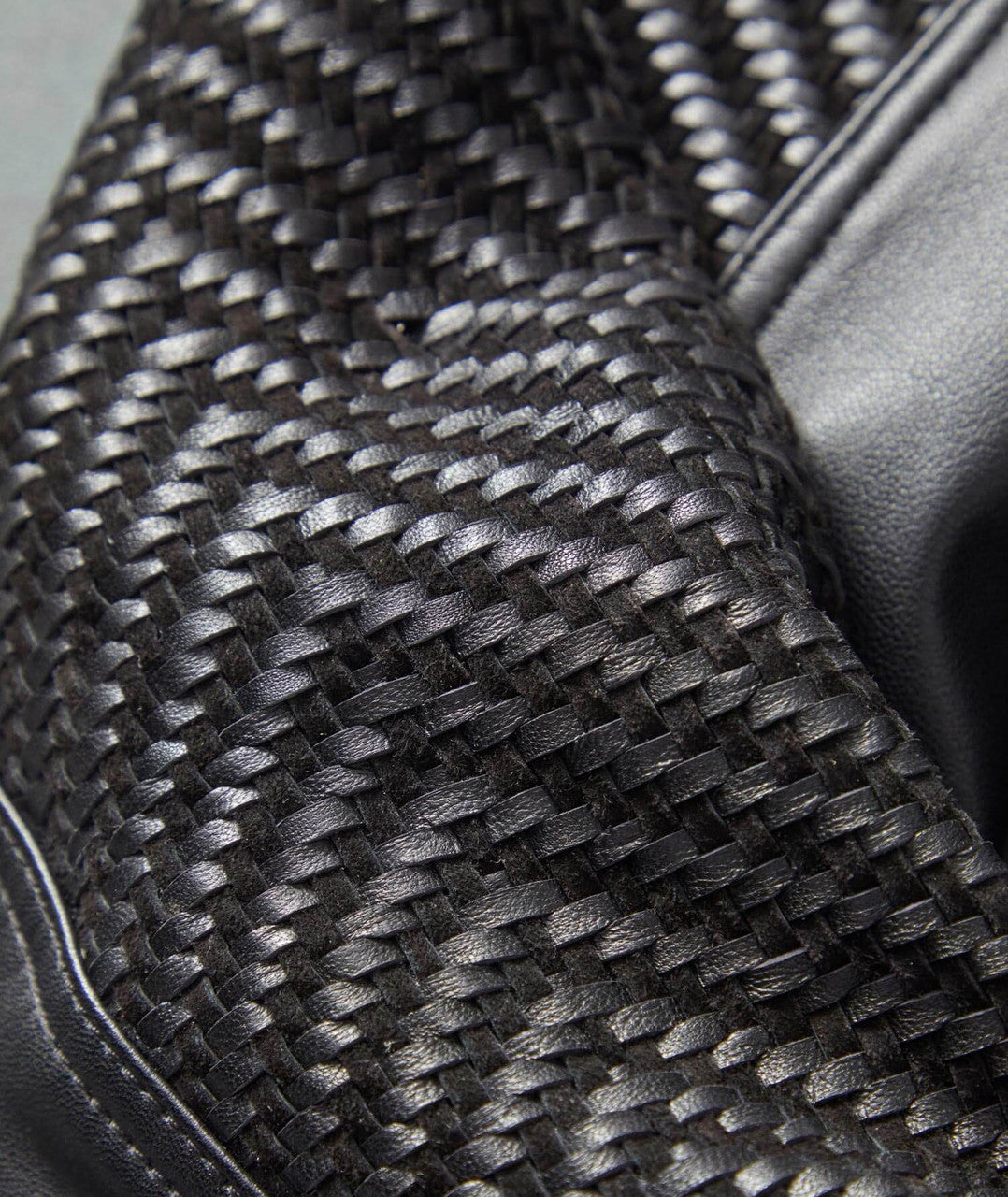 Woven Lambskin Leather Moto Jacket