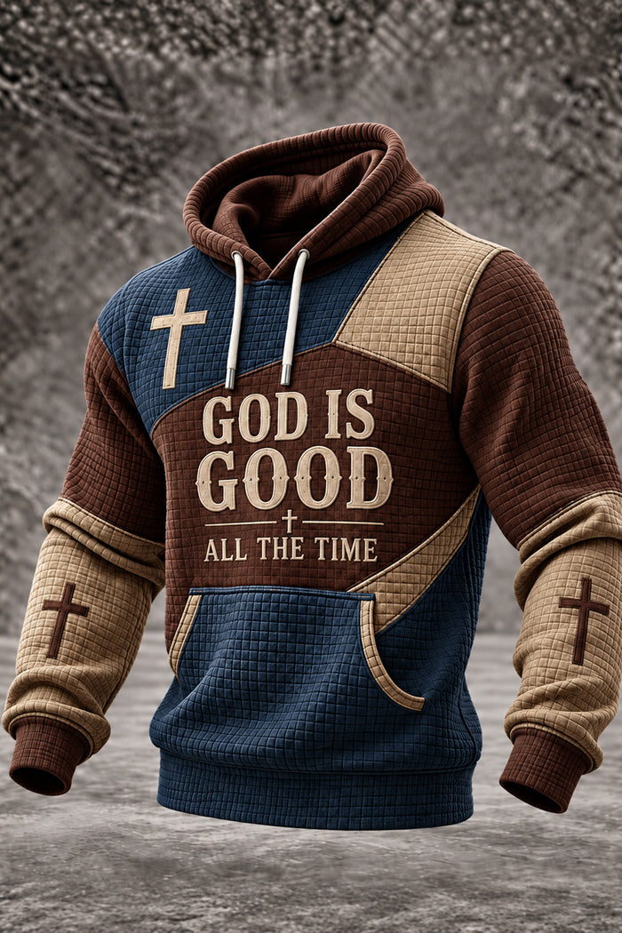 God Is Good All The Time Christian Colorblock Hoodie