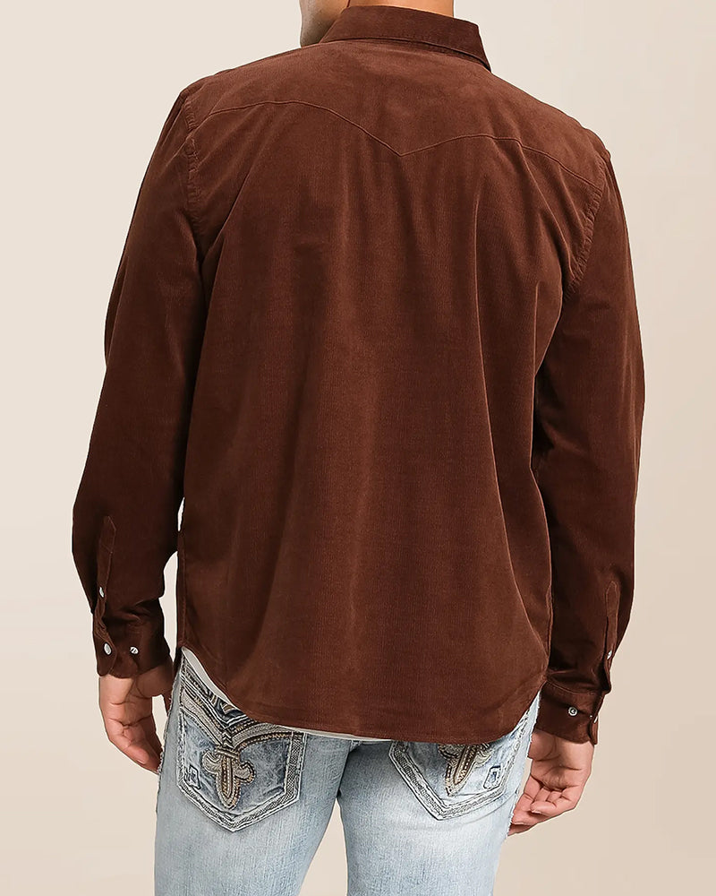 Solid Brown Western Long Sleeve Shirt