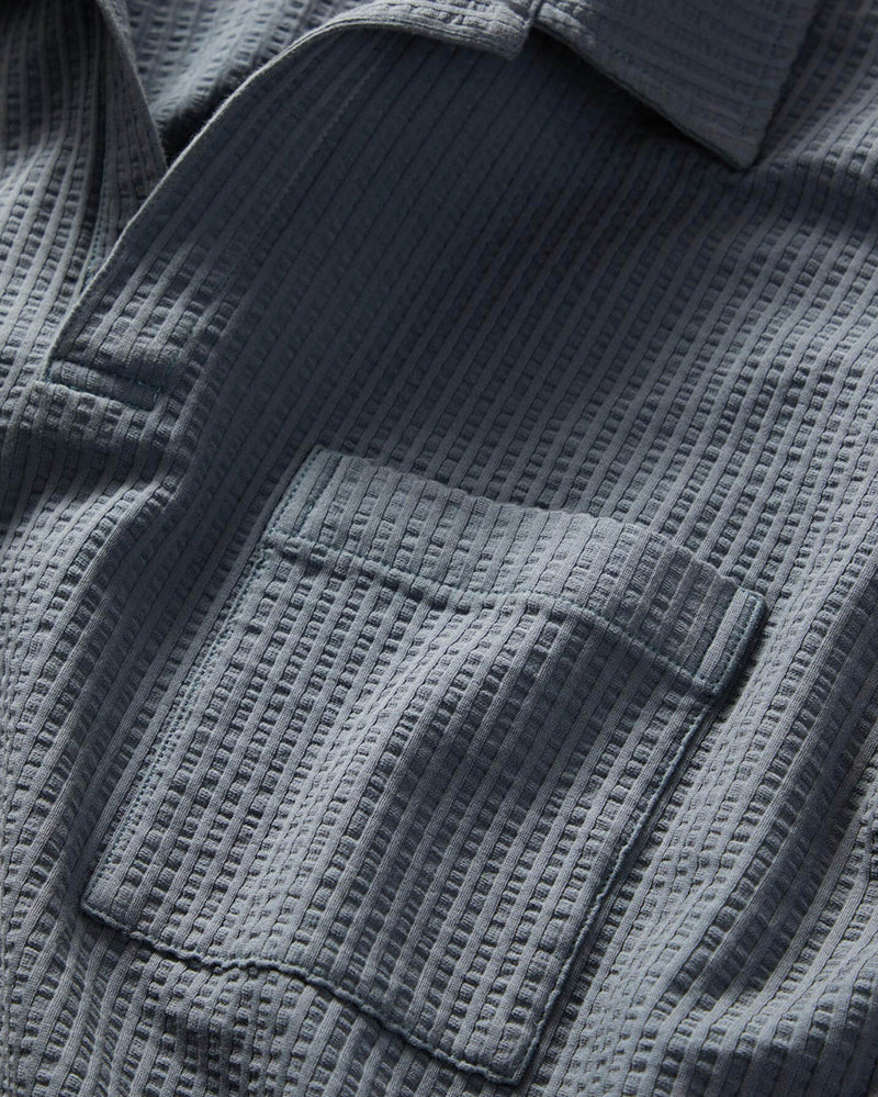 Gray Blue Pocketed Knit Pullover