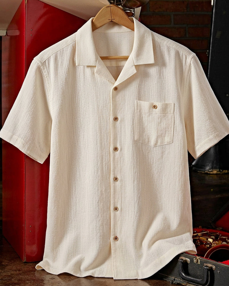 Men's Ivory Single Pocket Button Down Shirt