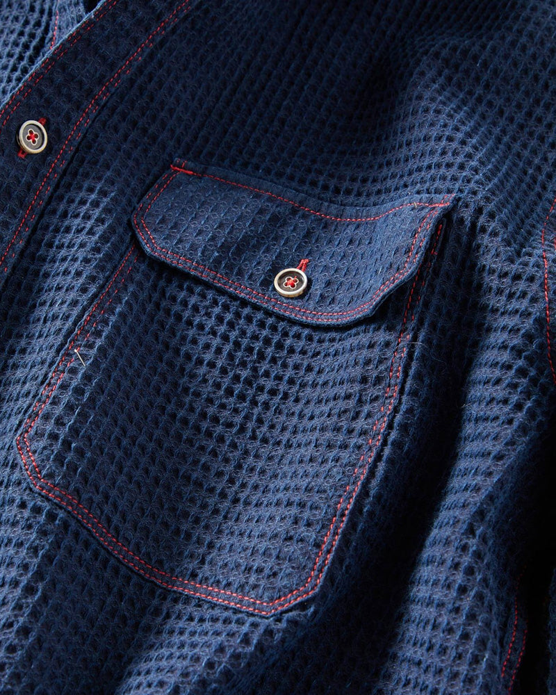 Long Sleeve Indigo Waffle Shirt