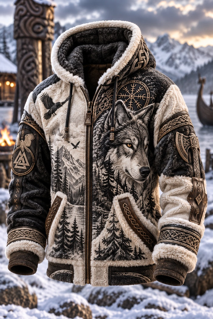 Viking Wolf Mountain Sherpa Zip Hooded Jacket