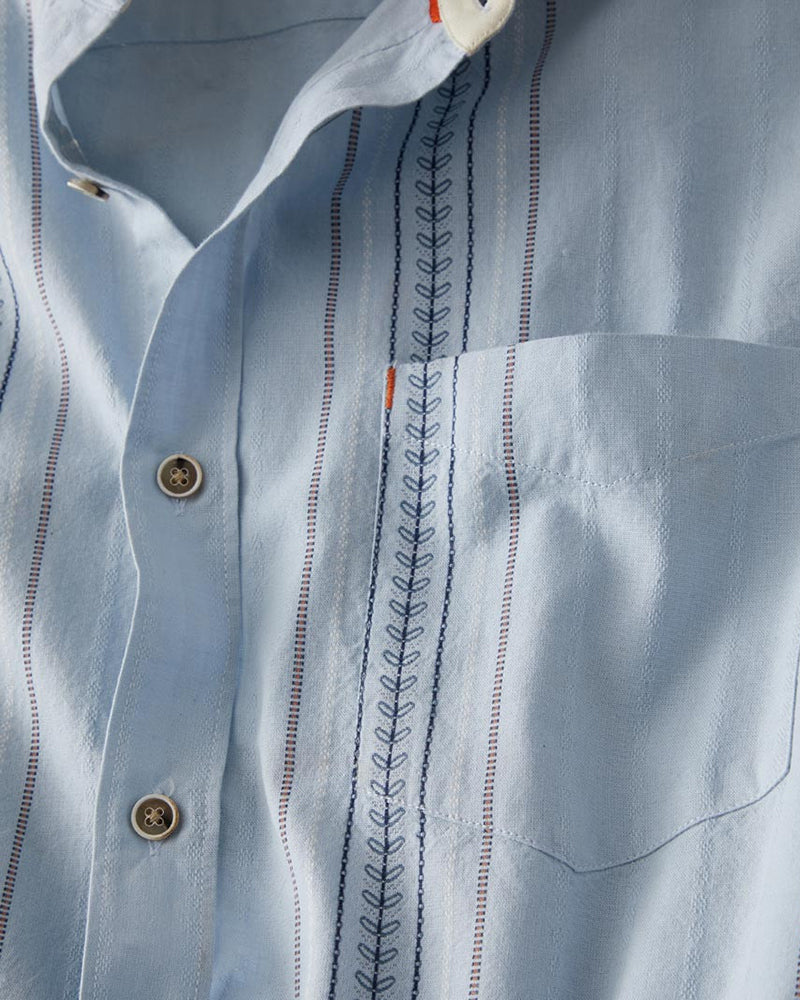 Light Blue Short Sleeve Stripe Dobby Shirt
