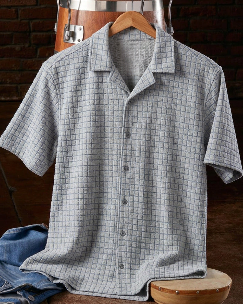 Grey Square Check Casual Shirt