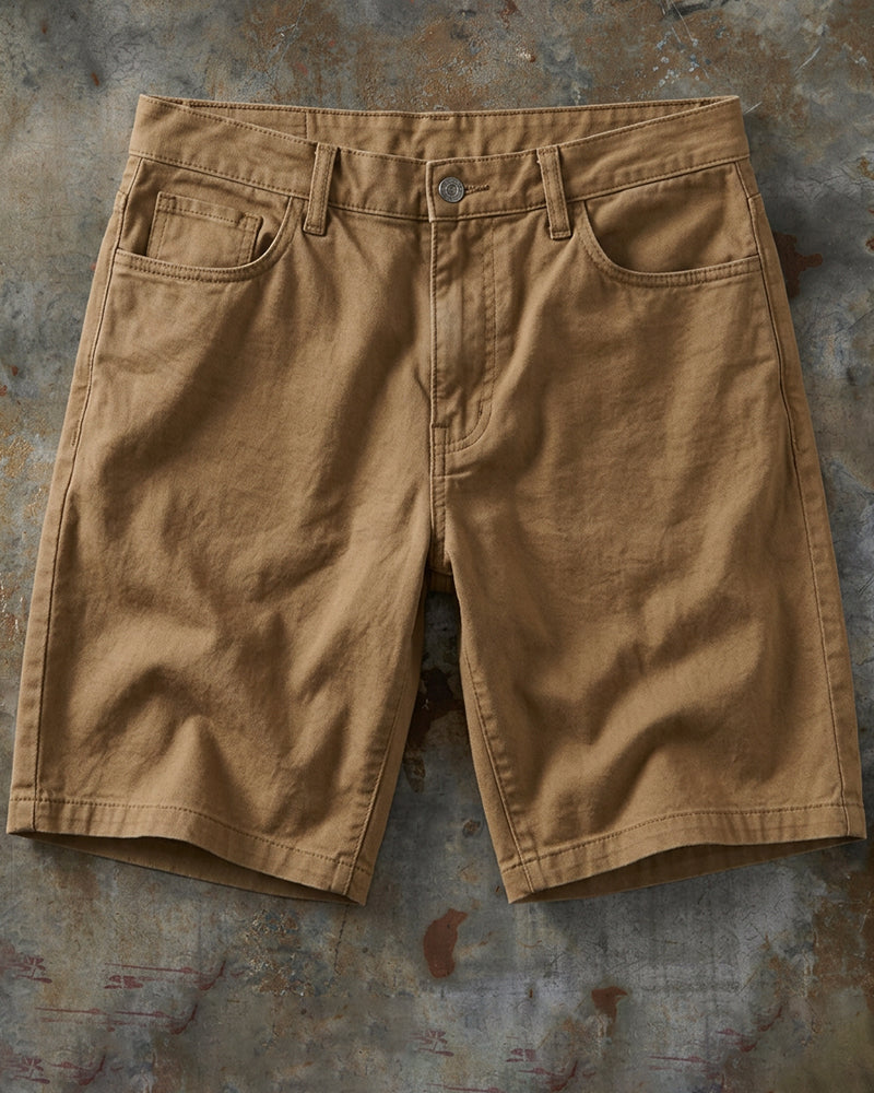 Solid Color Tan Casual Shorts