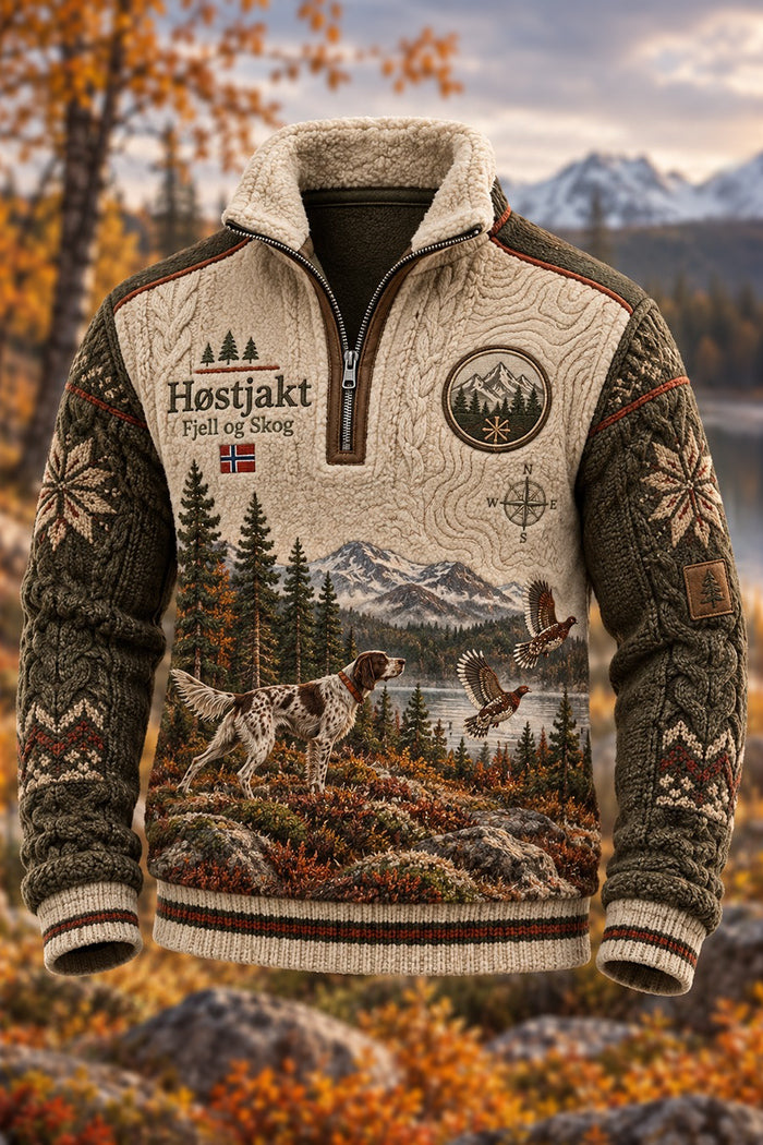 Autumn Hunting Scenic Sherpa Sweater