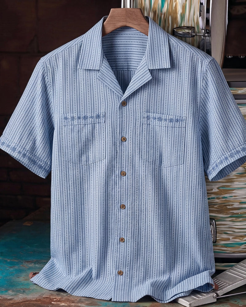 Blue Pinstripe Short Sleeve Shirt