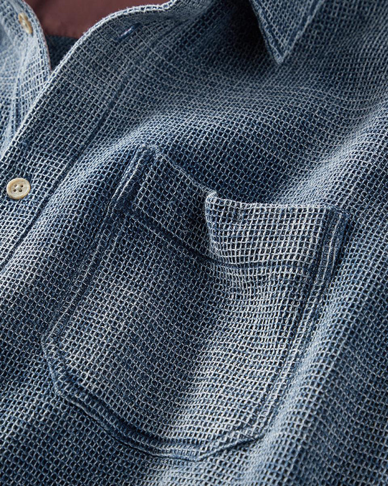 Men's Indigo Short Sleeve Button-Up Shirt