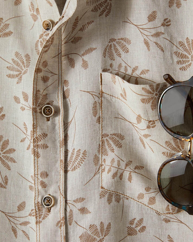 Leafy Floral Print Short Sleeve Shirt