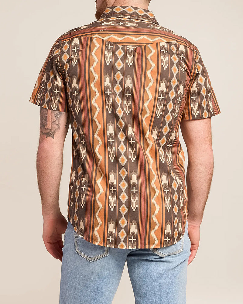 Southwestern Geometric Printed Western Short Sleeve Shirt