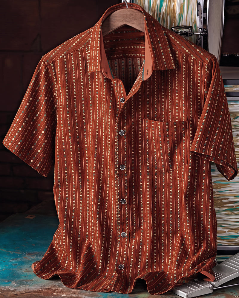 Patterned Stripe Casual Button Front Shirt