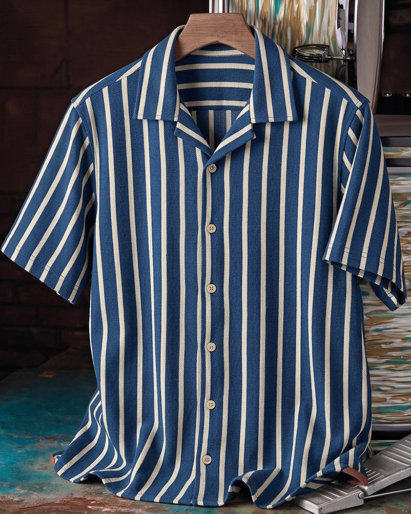 Vertical Stripe Short Sleeve Shirt