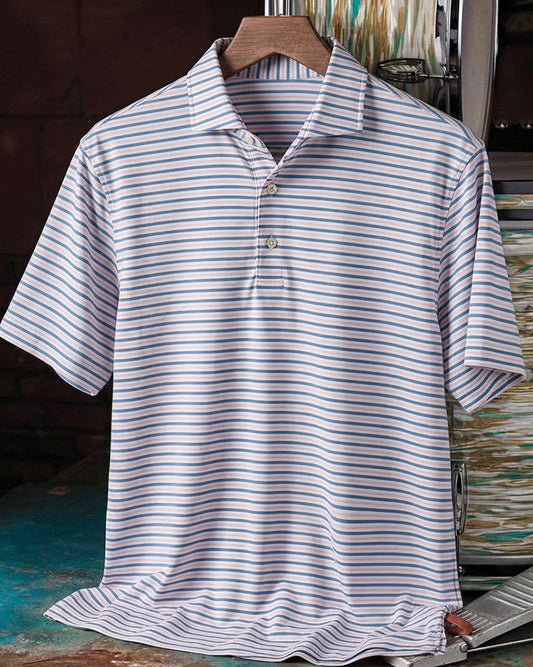 Light Pink Stripe Short Sleeve Polo Shirt