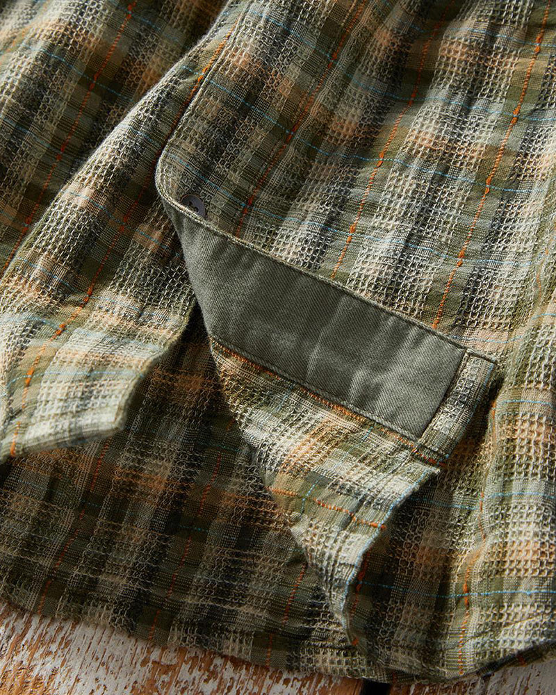Men's Textured Plaid Button Shirt