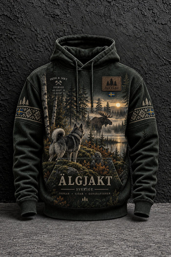 Men’s Swedish Moose Hunting Graphic Hoodie