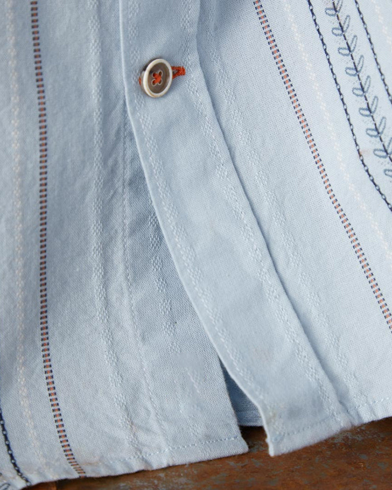 Light Blue Short Sleeve Stripe Dobby Shirt