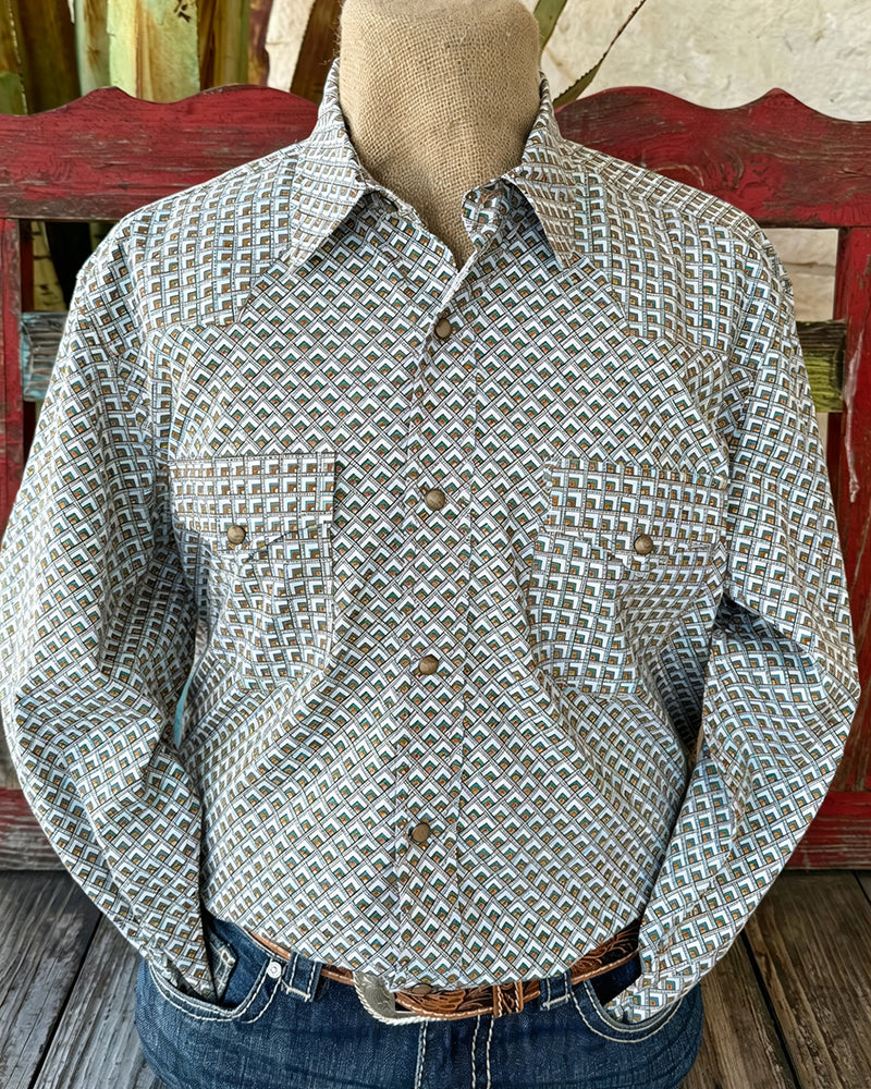 Men's Print Western Long Sleeve Snap Shirt