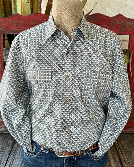 Men's Print Western Long Sleeve Snap Shirt
