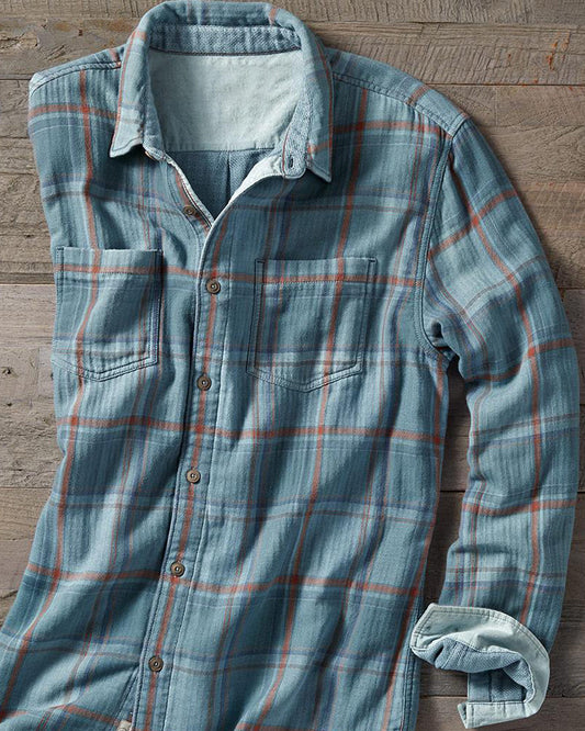 Men's Soft Plaid Double Pocket Shirt