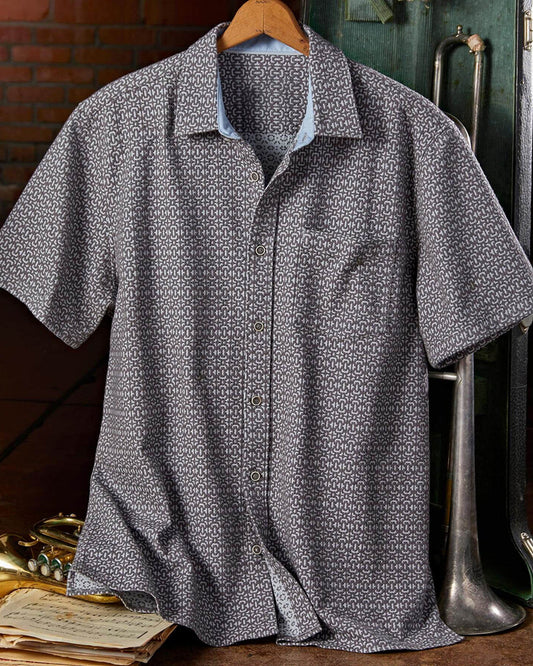 Short Sleeve Tile-Textured Jacquard Shirt