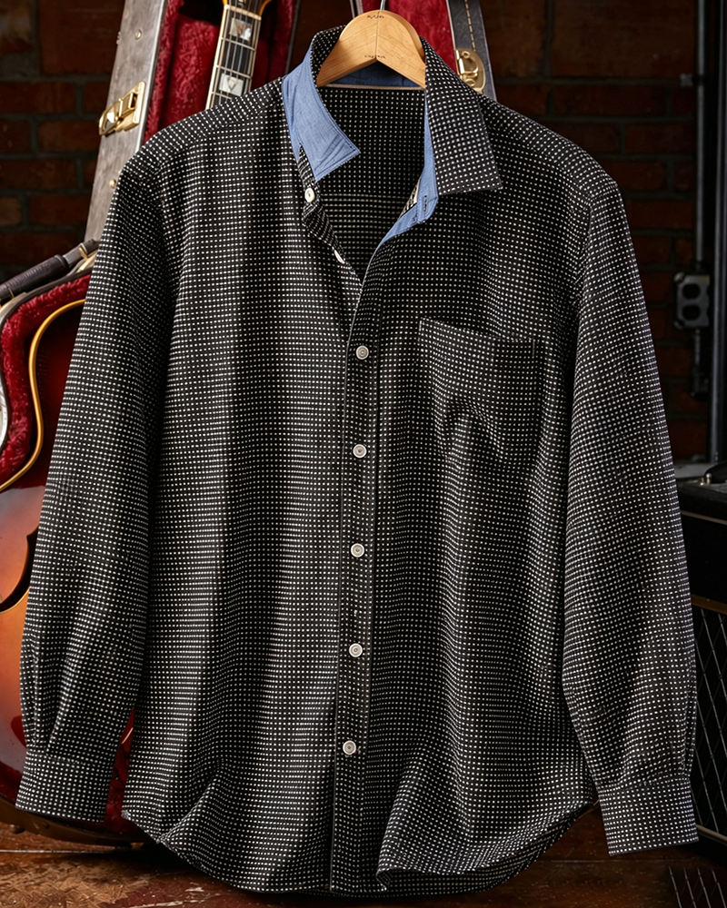 Black Dot Pockets Contrast Shirt