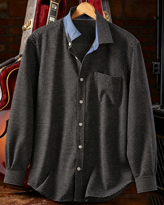 Black Dot Pockets Contrast Shirt