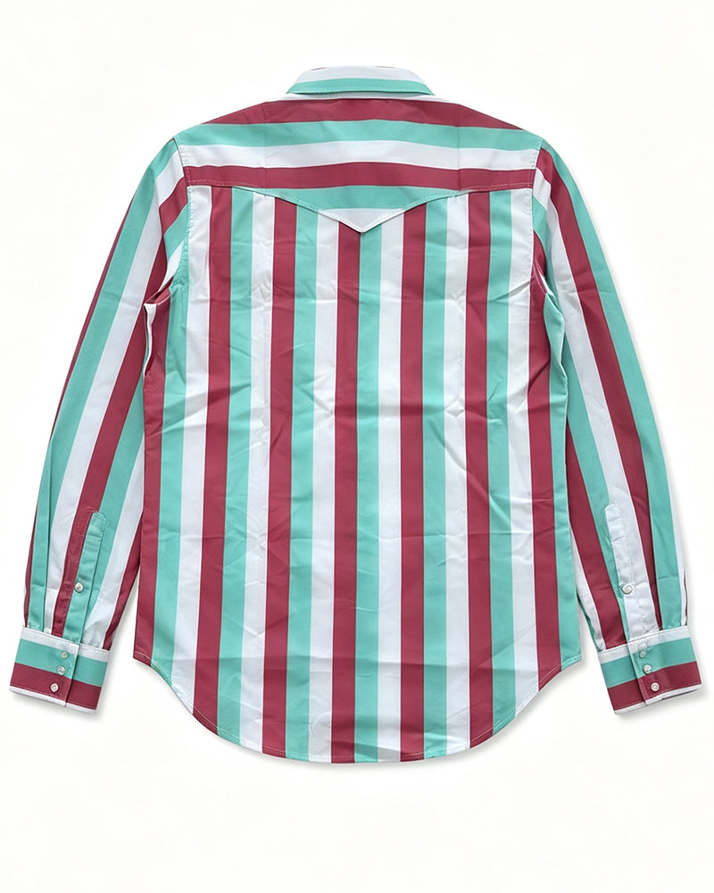 Men's Contrast Striped Dual Snap Pocket Cowboy Shirt