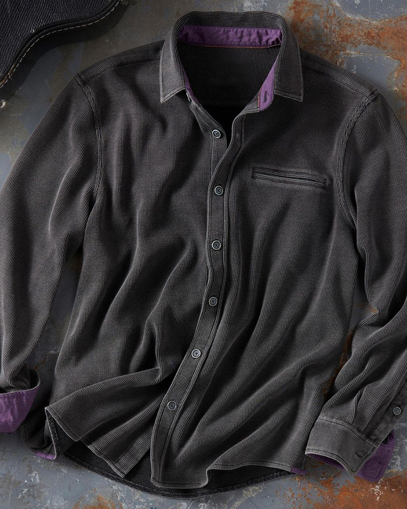 Long Sleeve Waffle Knit Shirt