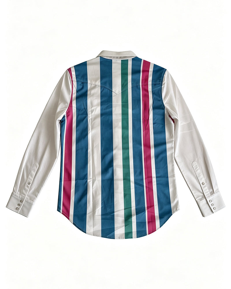 Men's Vibrant Stripe Western Long Sleeve Shirt