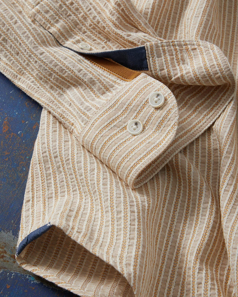 Long Sleeve Jacquard Banded Collar Shirt