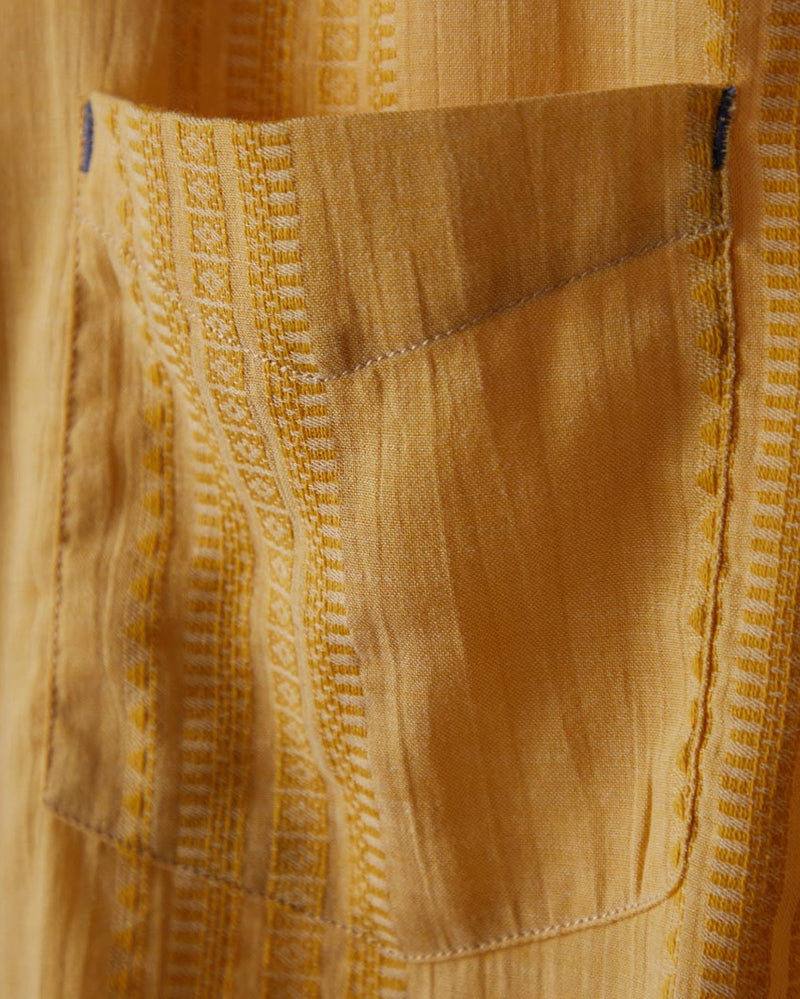 Yellow Dobby Weave Camp Collar Shirt