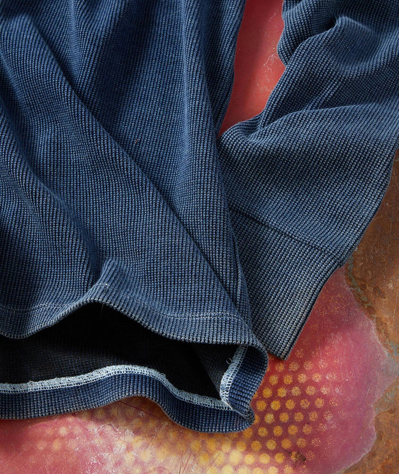 Long Sleeve Indigo Cotton Blend Shirt