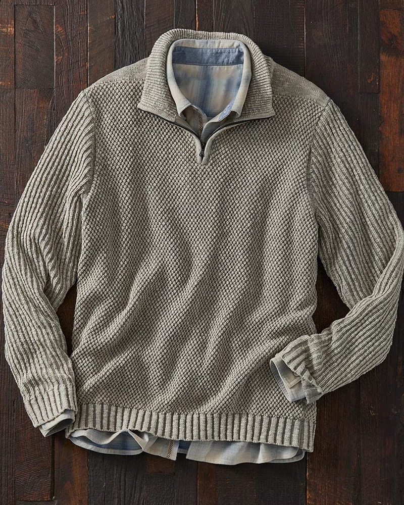 Men's Stone Birds Eye Knit Sweater