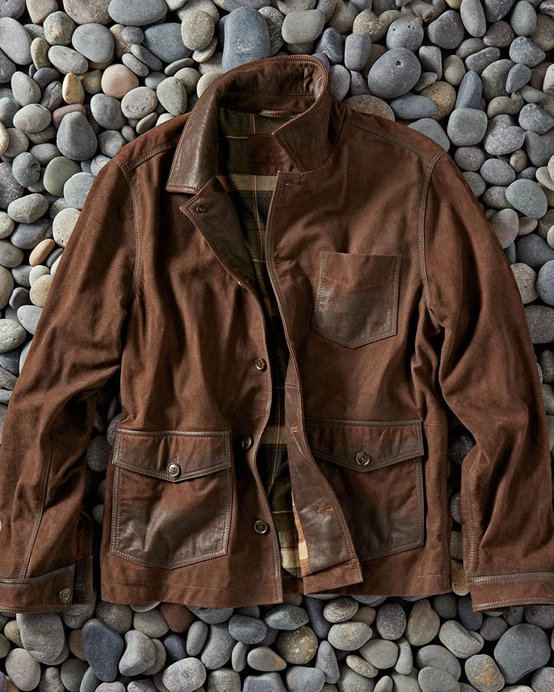 Men's Cocoa Goat Suede Leather Blazer